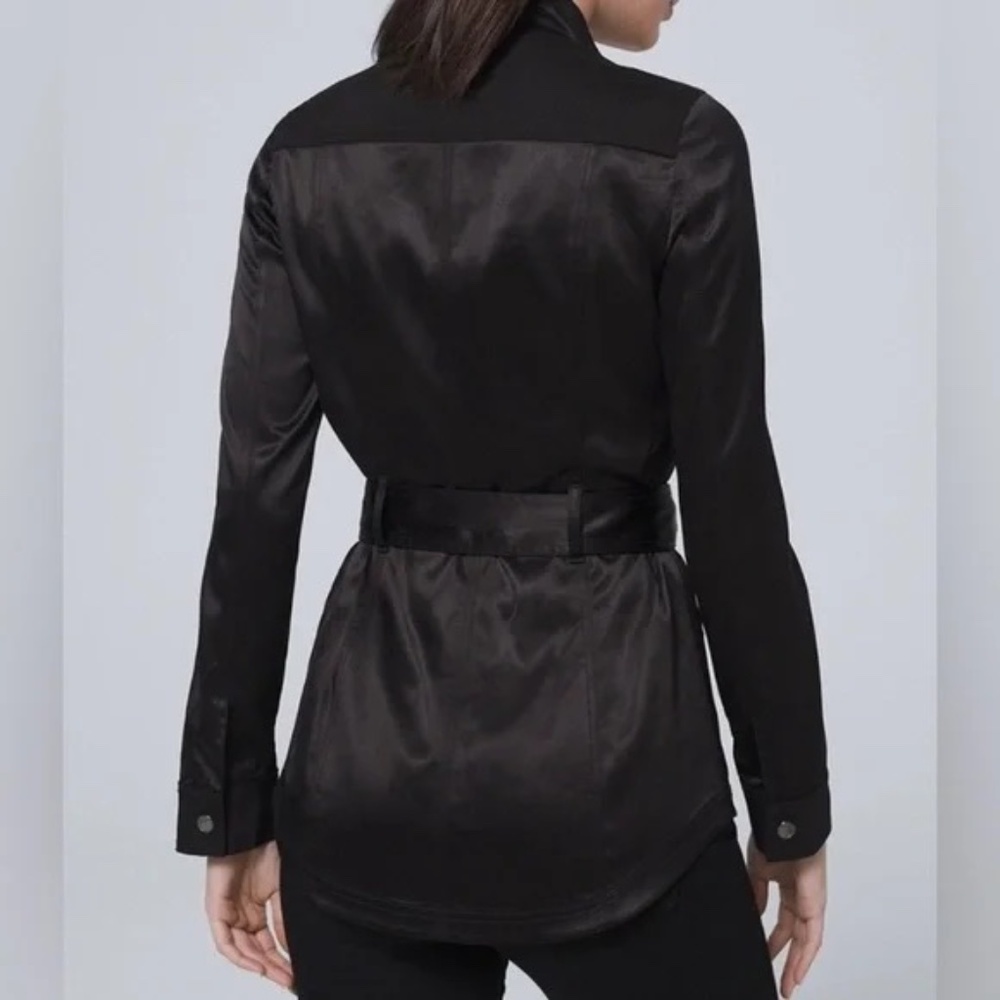 White House Black Market Women’s Belted Satin Utility Jacket & Skirt Set 18 - Picture 3 of 12